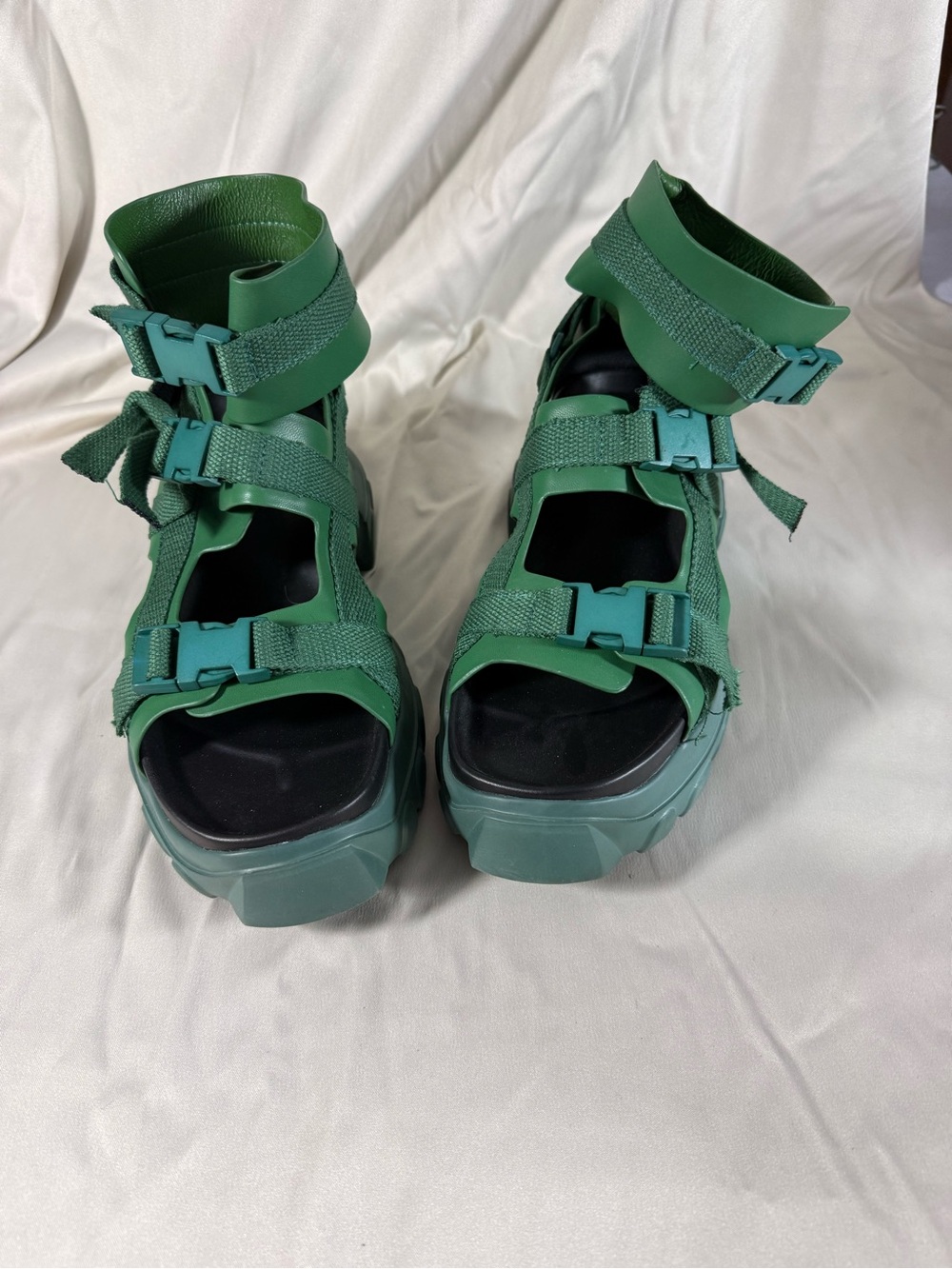 Green Platform Strappy Women's Sandals